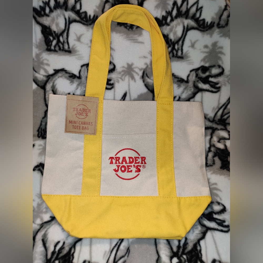 Trader Joe's Mini Canvas Tote Bag - Yellow - NWT